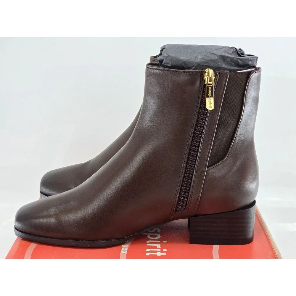 Easy Spirit Sidney Ankle Boots Women 5.5 Dark Brown Leather Square Toe - New